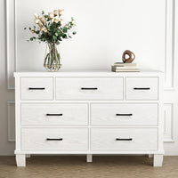 Garvee 7-Drawer White Dresser with Metal Handles + Large Storage Capacity + Wood Construction + Anti-Tip Safety + Modern Design for Bedroom, Closet, Living Room, White