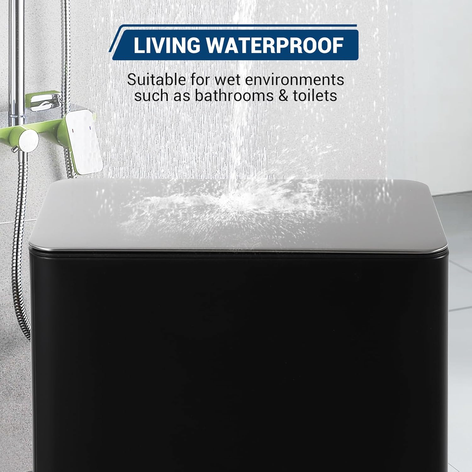 Garvee 4 Gallon Stainless Steel Step Trash Can with Removable Inner Bucket and Soft-Close Lid for Bathroom Living Room and Office, Black