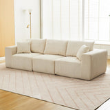 Garvee 108" Modular Sectional Sofa Cloud-Like Linear Three-Seater Couch with Chaise Lounge Convertible Compression Sleeper No Assembly Required Corduroy Fabric for Living Room Bedroom Apartment