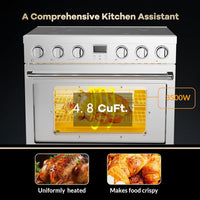 Garvee Professional Electric Range with 4 Heating Elements Cooktop,30“ Convection Oven Capacity,in Stainless Steel,Clock and Timer,Smooth Glass Top