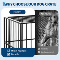 Garvee 42 Inch Dog Crate for Medium Sized Dogs, Heavy Duty Stainless Steel Dog Kennel Escape-Proof with Wheels and Removable Tray, Indestructible Dog Cage Stackable for High Anxiety Dogs