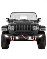 Garvee Front Bumper Compatible with 2018-2024 Jeep Wrangler JL & Unlimited, 20-23 Gladiator, Rock Crawler Off-Road Bumper with Winch Plate & 4 LED Lights & D-rings Black