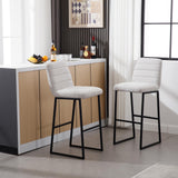 Garvee 2pcs High Bar Stool Chairs With Solid Wood Legs And PU Leather Upholstery For Kitchen Island Bar Livingroom Beige Linen One Size - Beige Linen