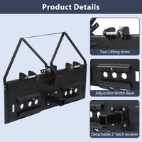 Garvee 1/2" Skid Steer Mount Plate Compatible for Detachable 2" Receiver & Cat1 Connector & 17" 49" Hay Spear & 48'' Pallet Forks, Universal Quick Tach Loader Plate Fits Kubota Bobcat Tractor