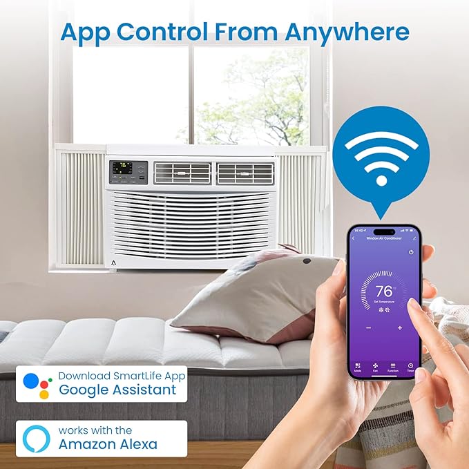 Garvee 8000 BTU Window Air Conditioner U-Shaped With RC, High-Efficiency Cooling Small Window Air Conditioner with Remote Control and Washable Filter, Quiet Operation, Cooling Up to 250 Sq Ft, 115V/60Hz