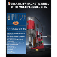 Garvee Magnetic Drill Press - 1.57" Boring Diameter, 820 RPM, 2922 lbf/13000N, 1450W Portable Drill Kit with 10-Speed Adjustment, Double Dovetail, and Adapter for Home and Industrial Use