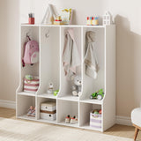 Garvee 4-Section Classroom Coat Locker with 4 Cubbies, 8 Hooks, White for Home, School, Nursery, Kindergarten, 36.3" W x 12.5" D x 35.7" H - White