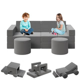 Garvee Kids Modular Play Couch 13 Pcs Toddler Sofa Set With Washable Velvet Covers For Playroom Living Room, Convertible Foam Floor Chair, Soft Comfortable, Waterproof