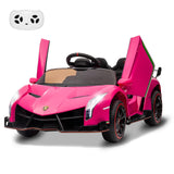 Garvee 12V Kids Ride On Car, Licensed Lamborghini Venono Electric Car w/Parent Remote Control, Scissor Door, 3 Speeds, LED Headlights, Rocking & Music, Battery Powered Ride on Toy for Boys Girls- Pink - Pink
