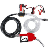 Garvee 12V, 40LPM Portable Electric Fuel Pump Kit with Auto Nozzle, Red - Red