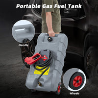 Garvee Upgraded 16 Gallon Gas Tank, Heavy-Duty Fuel Can with Manual Transfer Pump, 10FT Hose, and Casters, Leak-Proof Portable Gas Container for Lawn Mowers, Tractors, Boats, and Snow Blowers, Grey