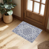 Garvee 2x3 Vintage Distressed Medallion Area Rug - Machine Washable Non-Slip Boho Floral Carpet for Living Room Bedroom Dining Room - Blue - Blue