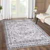 Garvee Large Area Rug 9x12 Boho Rug Non-Slip Washable Low-Pile Bedroom Mat Floor Accent Carpet Soft Foldable Distressed Rug for Bedroom Living Room, 9’x12’, Boho Grey