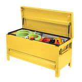 Garvee 48"x20"x20" Industrial Steel Truck Toolbox with Drawer, Lockable, Recessed Handles, Hydraulic Slow-Close Lid, Forklift Ready, Waterproof Heavy Duty Storage for Pickup Beds & Trailers, Yellow - Yellow-with Drawer