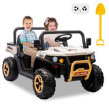 Garvee Ride - P Series: 24v Ride On Dump Truck, 2 Seater Electric Ride On Car Toy for Kids, Battery Powered UTV with 4x35W Motors, Shovel, Bluetooth, Remote Control, Music, LED Lights for Boys & Girls - White - White