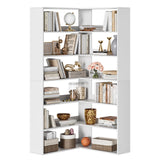 Garvee 6-Tier Corner Bookshelf with Baffles, Industrial Large Corner Etagere Bookcase, L-Shaped Tall Corner Bookcase, Corner Shelf Display Rack Storage for Living Room Home Office