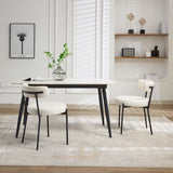 Garvee Mid-Century Dining Chairs Set of 2, Boucle Dining Room Chairs, Round Upholstered Chairs with Adjustable Legs - (White, Black Leg) - White-boucle