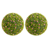 Garvee 22.4" Artificial Plant Topiary Ball Set of 2 with Pink Flowers for Indoor Outdoor Porch Balcony Home Decor