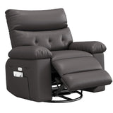 Garvee Extra Wide Comfort Recliner Chair for Adults - Oversized Manual PU Faux Leather Sofa - Overstuffed Arms & Back, Side Pocket, Comfortable Reclining - Living Room, Bedroom - Coffee - Brown
