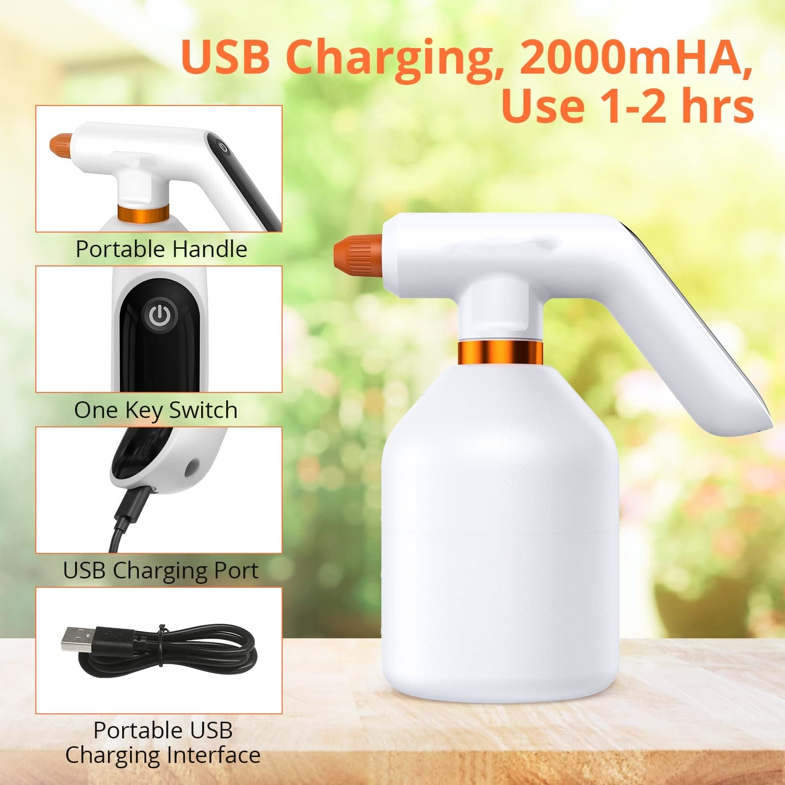 Garvee Electric Plant Spray Bottle - Handheld Cordless Watering Can for Easy Indoor & Outdoor Plant Care