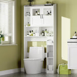 Garvee Modern Over The Toilet Storage Cabinet with Adjustable Shelf and Glass Door, White - White