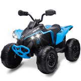 Garvee Ride - P Series: 12V Ride on Toy Car Bombardier Licensed BRP Can-am 4 Wheeler Quad Electric Vehicle, w/LED Lights, Spring Suspension, Bluetooth, Music, USB, Treaded Tires, White - Blue - Blue