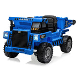 Garvee Ride - P Series: 4WD Ride On Car with Dump Truck, Electric Car for Kids with Remote Control, Toddler Car with Electric Dump Bed & Shovel, 2 Speeds, - Blue