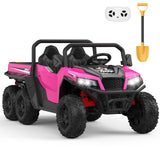 Garvee Ride - P Series: 24V 4WD Electric Ride On Dump Truck with Remote Control, 2-Seater, Music Player, LED Lights, Key Start Safety System, Durable Plastic, Off-Road Kids Toy for Ages 3+ - Pink - Pink