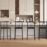 Garvee Bar Stools Set of 4 with Backrest and Footrest, Thick Cushion, 25 in Counter Height, Black, Kitchen Island and Dining Room - Black