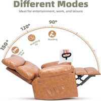 Garvee Oversized Wide Massage Recliner Chair, PU Leather Large Manual Recliner for Adults, Ultimate Comfort Lazy Boy with 1.5X Sponge Filling and Easy Recline Mechanism for Relaxation, Brown