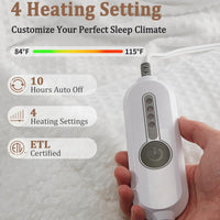 Garvee Electric Blanket Full Size, Waffle Heated Blankets with ETL Certified, Soft Flannel Heating Blanket, 4 Heating Levels, 10 Hours Auto Off, Machine Washable, white, 72"x84"