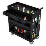 Garvee 27 Inch Rolling Tool Cart Steel Utility Cart with Drawer for Garage Warehouse Workshop Black