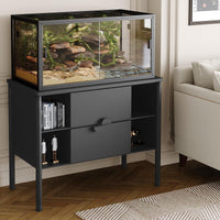 Garvee 120 Gallon Reptile Terrarium 48"x24"x24", Large Bearded Dragon Tank with Sliding Glass Doors, Heavy-Duty Screen Top Ventilation, Anti-Escape Enclosure for Lizards & Snakes, Black