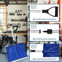 Garvee 17.7"W X 12.6"H Ergonomic Snow Shovel – Aluminum-Edged Blade with Assisted D-Ring Handle – Lightweight Snow Pusher for Patio, Garden, Yard – Blue Shovel with Silver Pole