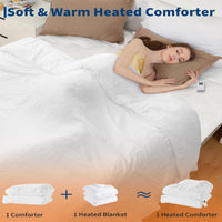 Garvee Heated Comforter Blanket King Size, Ruffle Electric Quilt with Wireless LCD Controller, Fast Heating & Overheat Protection, ETL Certified, Machine Washable, White, 104"x90"
