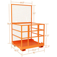Garvee Forklift Safety Cage, 43"x45" Forklift Man Basket,1800lbs Capacity Forklift Work Platform with Safety Harness & Lock,Forklift Aerial Platform 2-Man Collapsible Lift Basket for Lifting Loader