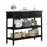 Garvee Entryway Table with 2 Drawers, 3 Tier Console Table with Storage, Industrial Sofa Table for Living Room, Couch, Hallway, Foyer-Black - Black