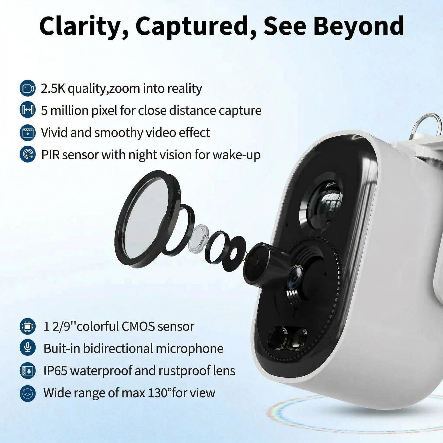 Garvee Smart Bird Feeder with 2.5K Camera & AI Recognition, Solar Powered, 2L Capacity, Night Vision, App Alerts, Auto Capture Photos/Videos for Bird Watching, Squirrel Deterrent, Blue
