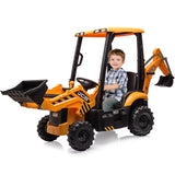Garvee Ride - P Series: 4-in-1 Ride-On Tractor for Kids: Excavator, Bulldozer, Removable Tent, 12V Battery, Remote Control, Front Loader, Horn, EVA Tires - Yellow - Yellow