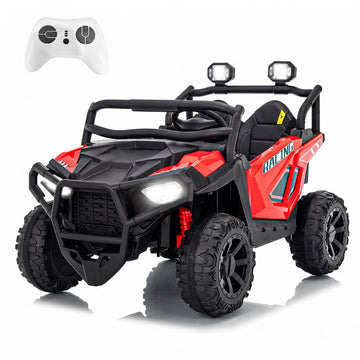 Garvee 24V 2-Seater Electric UTV Ride-On Truck for Kids Ages 2-8 – Battery Powered, Remote Control, 4-Wheel Suspension, Gradual Power-Up, 3 Speeds, LED Lights, Wireless – Red
