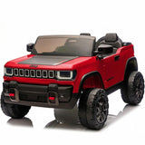Garvee 24V 2-Seater Electric Ride-On Truck for Kids Ages 3-8 – Licensed 4WD Battery Car with Parental Remote, 3 Speeds, Wireless Connection Music, LED Lights, Gradual Start – Fun Toy Vehicle – Red - Red