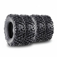 Garvee ATV UTV All-Terrain Tires, Set of 4, 25x8-12 Front & 25x10-12 Rear, Tubeless, 6 PR, Black