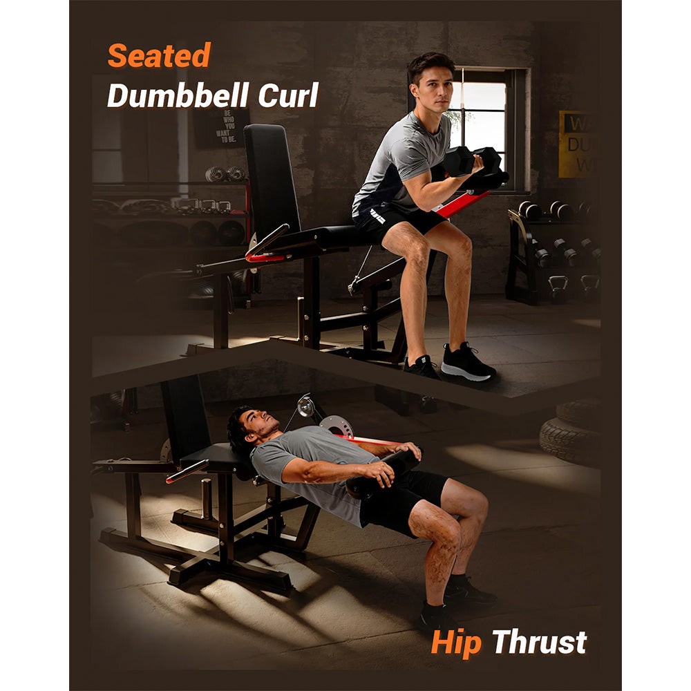 Garvee Seated Leg Curl & Extension Machine - Heavy Duty Leg Workout Bench with 12-Position Angle Adjustment for Hamstring Curl, Quad Extension & Lower Body Strength Training, 700 LBS Capacity - Red