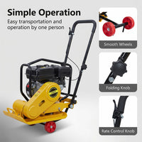 Garvee 7HP Plate Compactor Rammer, 212CC Gas Engine, 4200lbs Compaction Force Rammer Jumping Jack Tamper, 22.1x15.9 Inch Plate, 5600 VPM Pavement Compactor for Walkways, Asphalts, Paver Landscaping