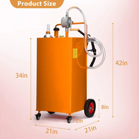 Garvee 35-Gallon Fuel Caddy Heavy-Duty Stainless Steel Fuel Tank with Manual Transfer Pump 4-Wheel Mobile Design for Gasoline and Diesel for Cars Trucks Boats Lawn Mowers, Yellow