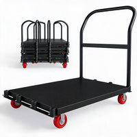 Garvee Heavy Duty Folding Computer Tower Platform Cart – 2000 lbs Capacity – 37x24" Reinforced Steel Flatbed with Dual Side Handrails – 5" 360° Swivel Wheels – Easy Assembly & Compact Storage – Black | Two Brake Wheels + Two Global Wheels