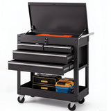 Garvee 4-Drawer Rolling Tool Chest, Tool Box Cart with Lock, Heavy Duty Metal Tool Cart On Wheels, Powder-Coated Steel, Tool Box Organizer
