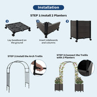 Garvee Metal Garden Arch Trellis, Black Wedding Arbor for Climbing Plants, Span 2.2