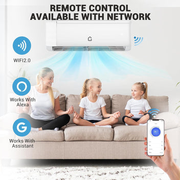 Garvee 7-in-1 Ductless Mini Split Air Conditioner & Heat Pump, 24000 BTU, 21 SEER2, Inverter, WiFi & Alexa Compatible, 208-230V, Cools & Heats up to 1500 Sq.Ft, R32/R35, 7 Fan Speeds, Eco Mode - US Standard