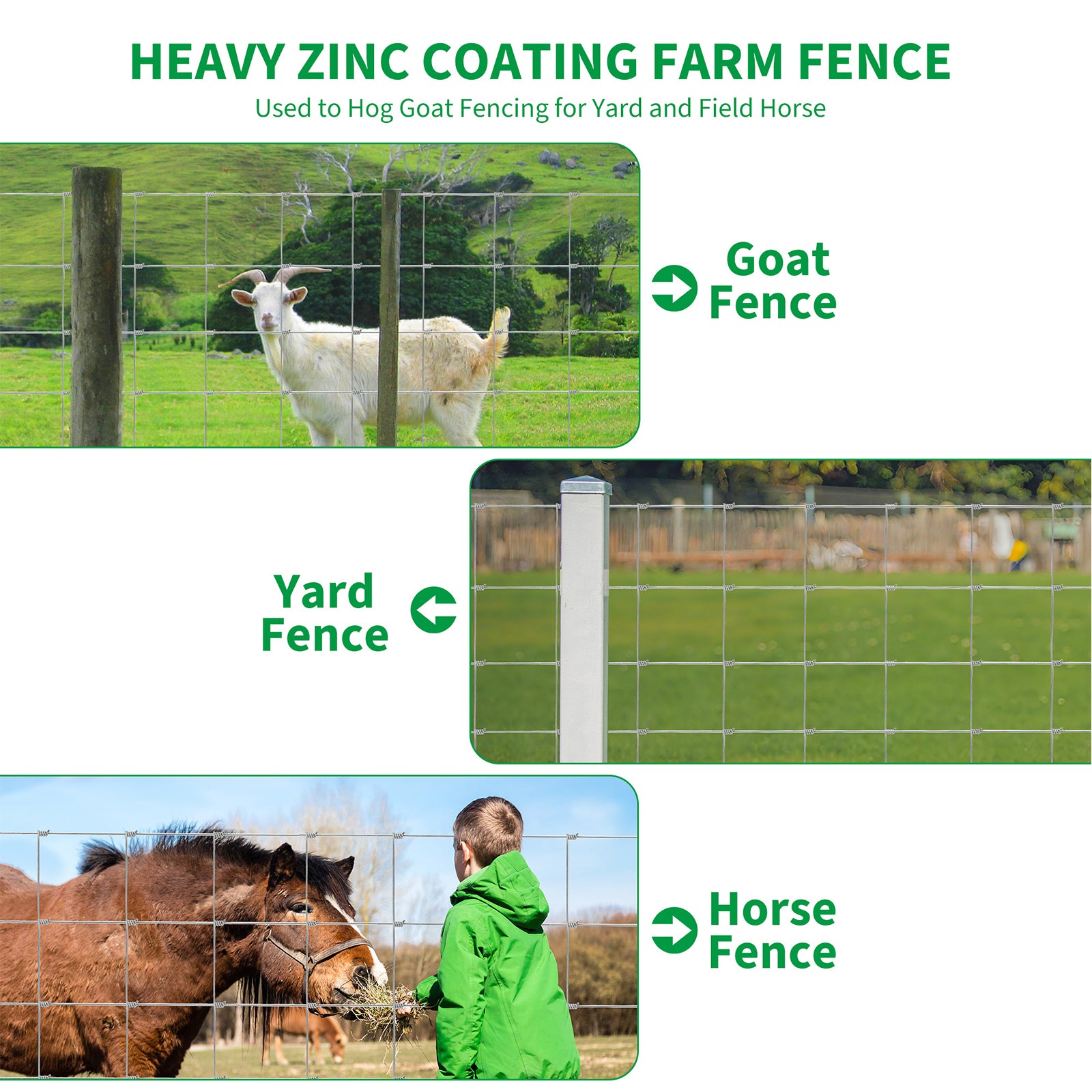 Garvee 4' × 328' Farm Fence, 14-Gauge Heavy Zinc Galvanized Field Wire Fencing with Hinge Knot for Cattle, Goats, Sheep & Deer